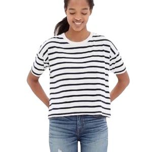Madewell Navy Striped Crop Top